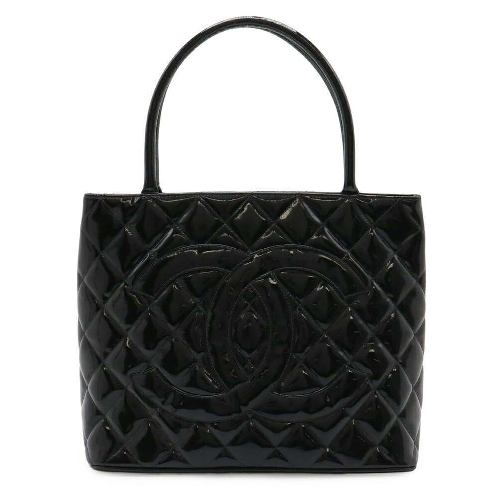 CHANEL Black Leather Logo Shoulder Bag